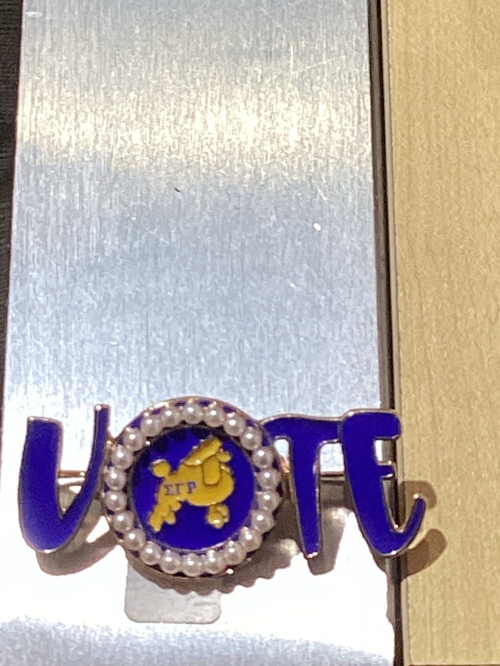 Greek‎ Sorority VOTE Pin in Blue and Gold